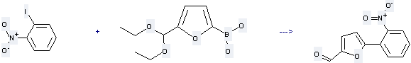 The 2-Furancarboxaldehyde, 5-(2-nitrophenyl)- can be obtained by 5-(Diethoxymethyl)-2-furylboronic acid and 1-Iodo-2-nitro-benzene.
